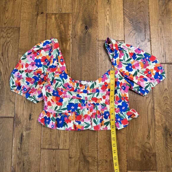 NWT Altar'd State Floral Puff Sleeve Crop Top Shirt Women's Size Small S - Picture 4 of 8